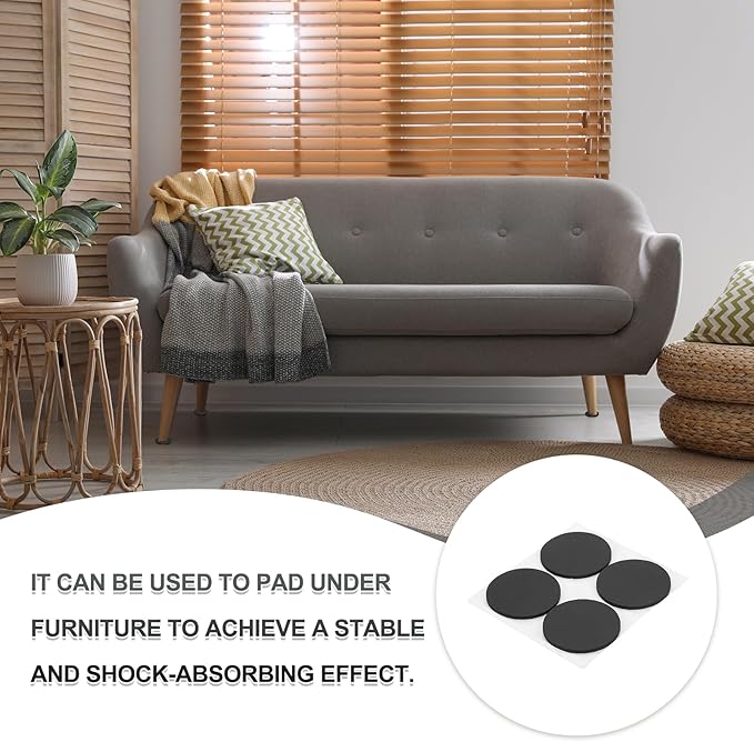 PATIKIL Non Slip Furniture Pads 2" (50mm x 2mm), 16 Pcs Adhesive Backed Round Rubber Feet Anti-Scratch Rubber Furniture Grippers for Hardwood Floor Electronics Bed Drawers DIY