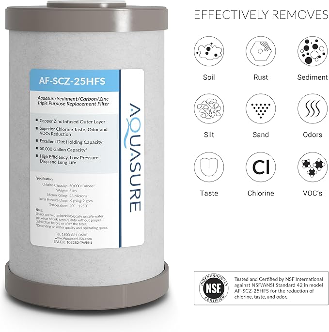 Fortitude V2 Series Sediment/Carbon/Zinc Bacteria Inhibiting Triple Purpose Replacement Filter - Standard (Sediment/Carbon/Zinc, Standard)