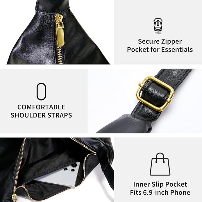 celestina Hobo Bags for Women, Ultra Soft Foldable Vegan Leather Shoulder Handbag, Stylish Slouchy Tote Purses