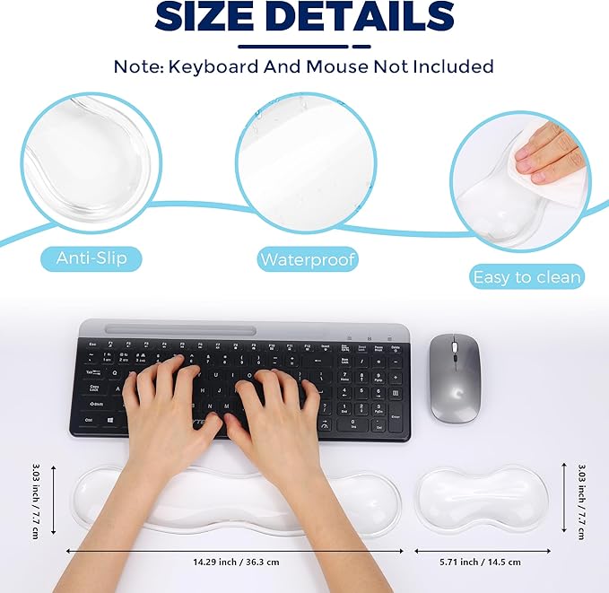 ABRONDA Gel Wrist Rest for Keyboard and Mouse, Wrist Rest for Keyboard, Mouse Wrist Support, Pain Relief, Cool Touch, Non-Skid, Keyboard Wrist Pad