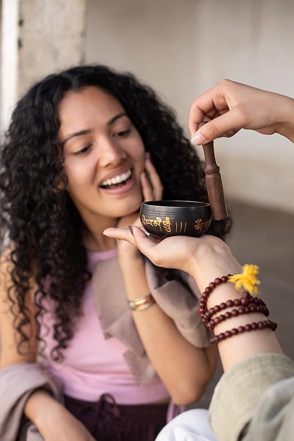 Tibetan Singing Bowl Set Brass - Master Healing Grade - Authentic Handcrafted Sound Bowl by Himalayan Bazaar