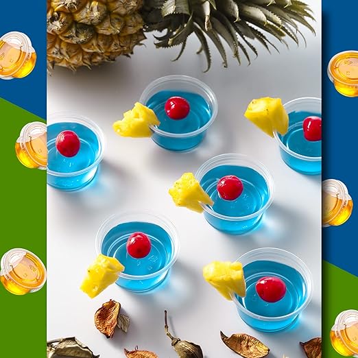 VITEVER 130 sets - 2 oz Jello Shot Cups, Small Plastic Containers with Lids, Airtight and Stackable Portion Cups, Salad Dressing Container, Dipping Sauce Cups, Condiment Cups
