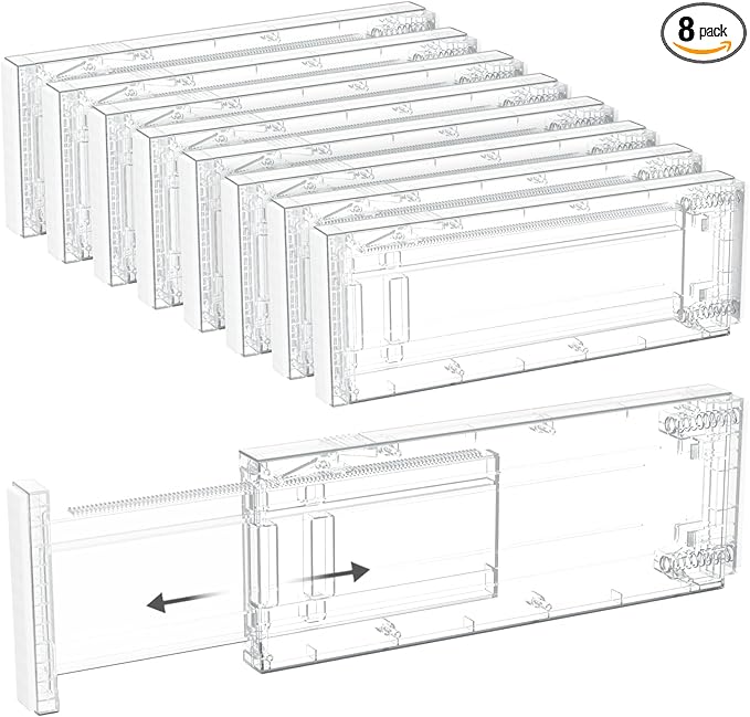 Lifewit 8 Pack Drawer Dividers 4" High, 11-17" Adjustable Dresser Drawer Organizers for Clothes, Expandable Dresser Separators in Bedroom/Bathroom/Kitchen/Vanity/Office Organization and Storage,Clear
