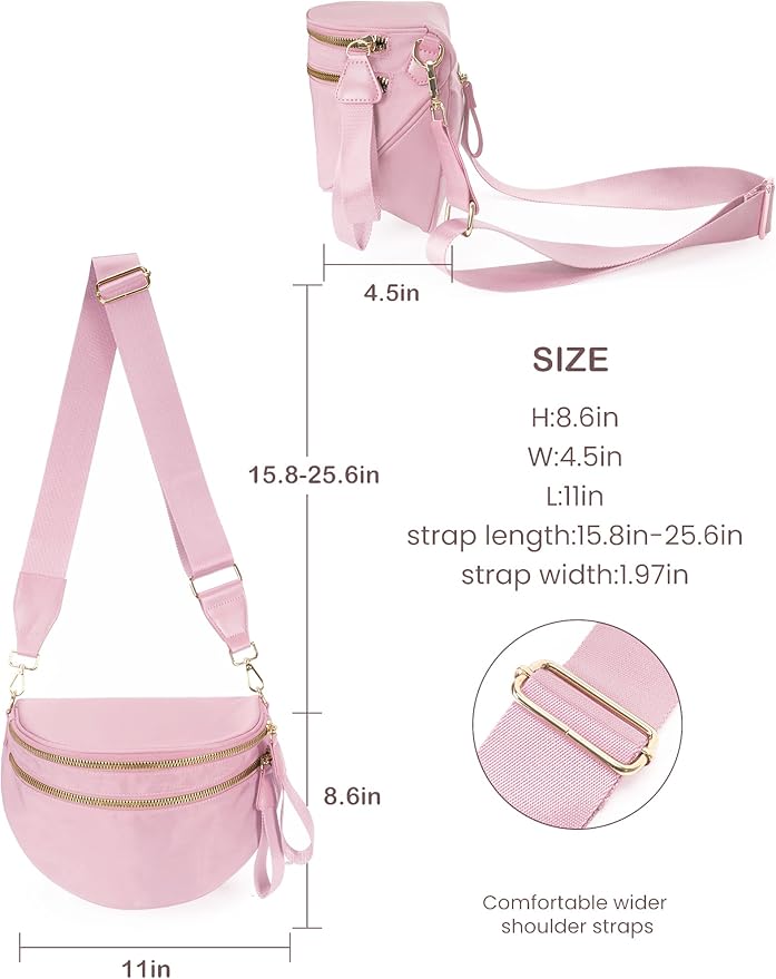 FEIBOON Spacious Nylon Crossbody Bag Bum Bag Handbags Wallets Purses Trendy Shoulder Bag for Women