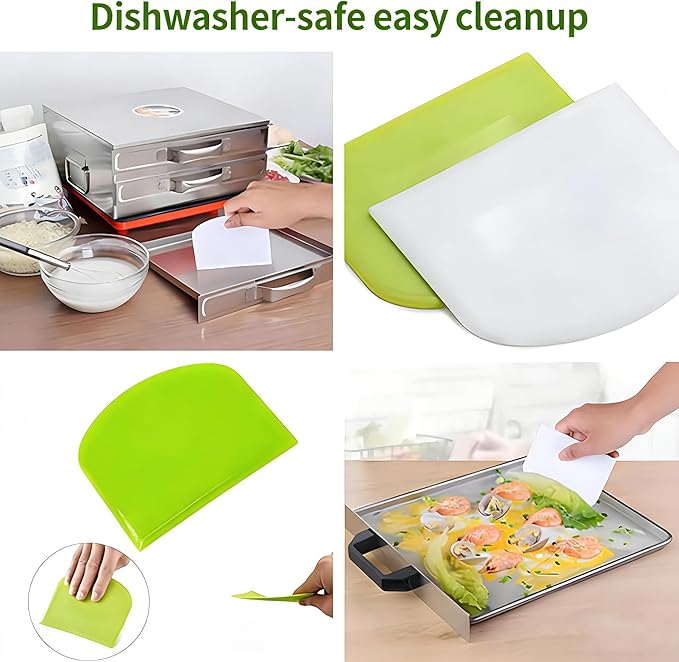 5-Pack Dough Scraper Bowl Food-safe Plastic Dough Cutter Flexible Bench Multipurpose Food Scrappers for Bread Dough Cake Fondant Icing