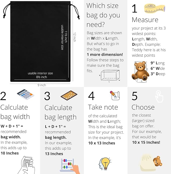 Premium Microfiber Drawstring Bags (Set of 5) – Multipurpose Travel Storage Pouches for Cords, Toiletries, Jewelry, Shoes – Durable Organizer with Strong Drawstring Closure (Black, 9 x 12 Inches)