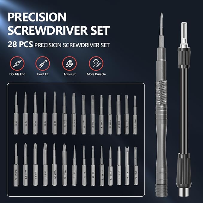 30-in-1 Premium Precision Magnetic Screwdriver Set, Professional Mini Repair Kit for Electronics, Computer, Laptop, PC Building, Phone, Watch & Eyeglass – Alloy Tool Steel Micro Bits