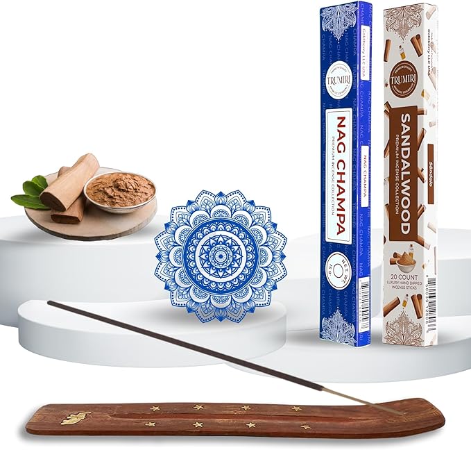 Trumiri Incense Sticks - Combo Pack of 35 Insence-Sticks - 15 Nag Champa + 20 Sandalwood - Insenses - Insents - Incents - Inscense - Incence - Incienso - All Natural Incense Sticks