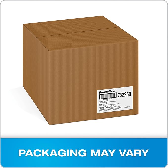 Pendaflex File Folders, 250 Bulk Pack, Durable Manila Folders, Letter Size (8.5" x 11"), 3 Tabs for Easy Labeling, Everyday Filing Essential for Offices, Classrooms & Home Document Organization