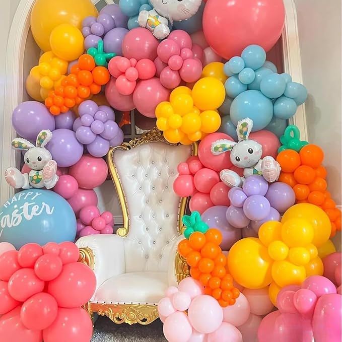 MEBAY Teal Balloons Garland Arch Kit, 156Pcs Turquoise Blue Macaron Yellow Red Latex Balloon Different Sizes 18 12 10 5 Inch for Birthday Baby Bridal Shower Wedding Party Backdrop Decorations