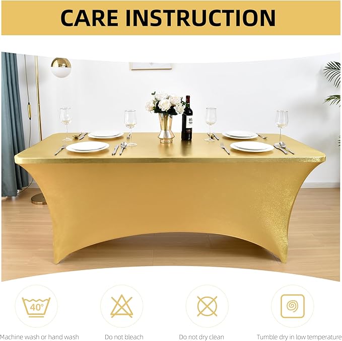 ZarzaaSik 10-Pack 8ft Spandex Table Covers for Rectangle Folding Tables - Washable Elastic Tablecloth - Ultimate Fitted Table Protector for Parties, Trade Shows, Banquet, and Wedding