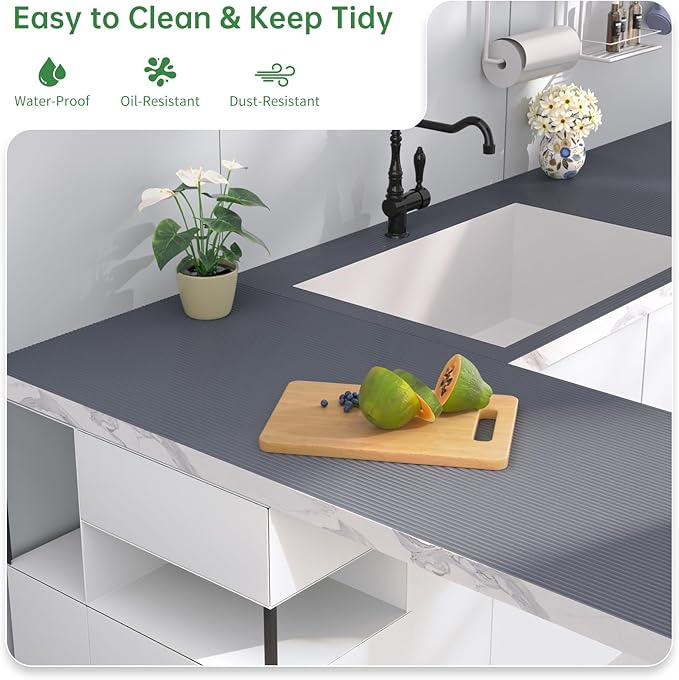 Shelf and Drawer Liner for Kitchen Cabinet, Non-Adhesive 12in x 240in Waterproof Durable Thickened EVA Material Easy-to-Cut Contact Paper Non Slip Mat for Refrigerator, Cupboard, Dresser
