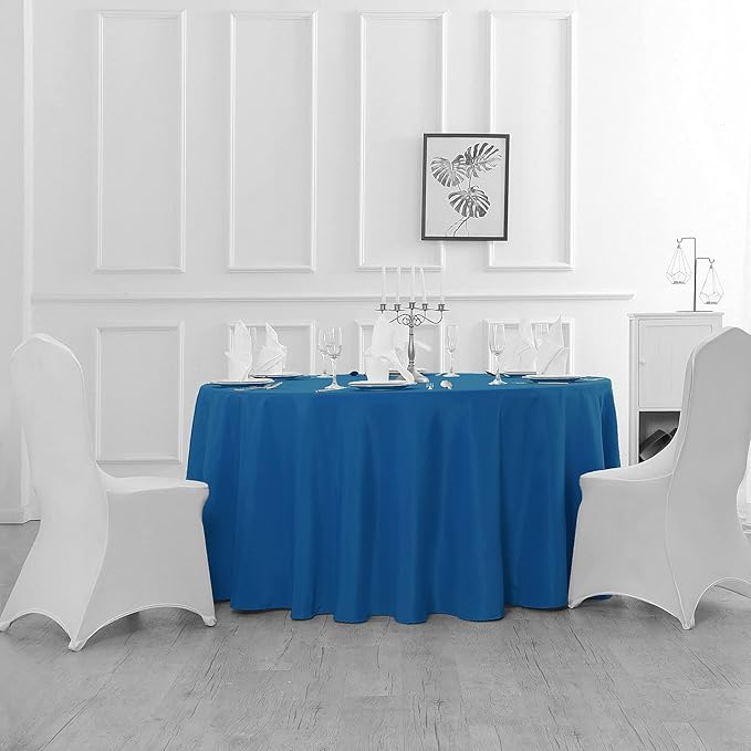 Cupuamon 60 inch Round Tablecloth Washable Polyester Table Cloth Decorative Table Cover for Wedding Party Dining Banquet（60 inch,Mediterranean Blue）