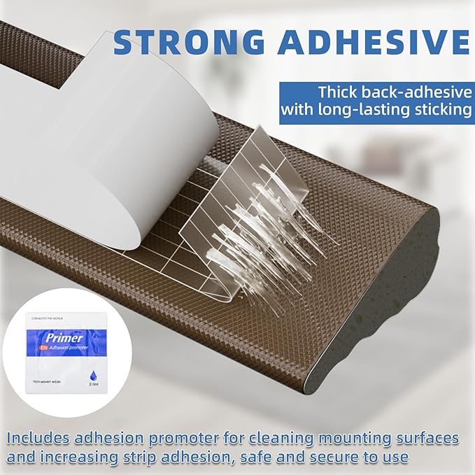 196”Wedge Weather Stripping Door Seal Strip for Door Frame,Self-Adhesive Window Insulation for Winter,Dark Foam Gap Filler for Light Noise Blocker,Front Exterior Door Side Draft Stopper,Brown
