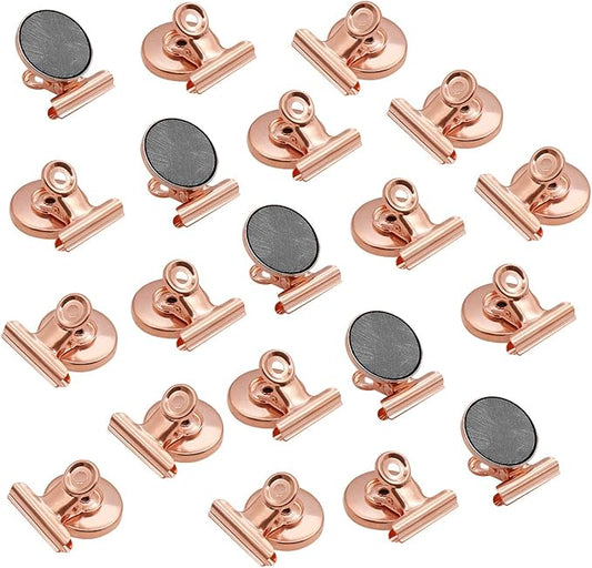 Coideal Fridge Magnetic Clips Round - 20 Pack Strong Metal Refrigerator Magnet Clip 30mm Wide Scratch-Free for Whiteboard School Teaching Office Kitchen Use (Rose Gold)