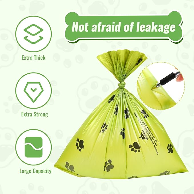 INNOLIFE Biodegradable Dog Poop Bag, 150 Counts Dog Poop Bag Rolls with Dispenser, Scented Leak Proof Pet Waste Bag, Green Dog Bags for Poop