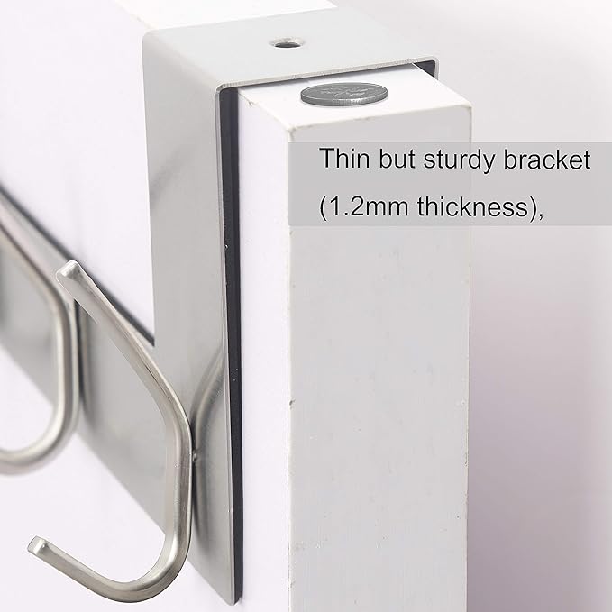 WEBI Over The Door Hooks Door Hanger:Over The Door Towel Rack with 6 Hooks for Hanging,Door Coat Hanger Towel Hanger Over Door Coat Rack for Towels,Clothes,Silver,2 Packs