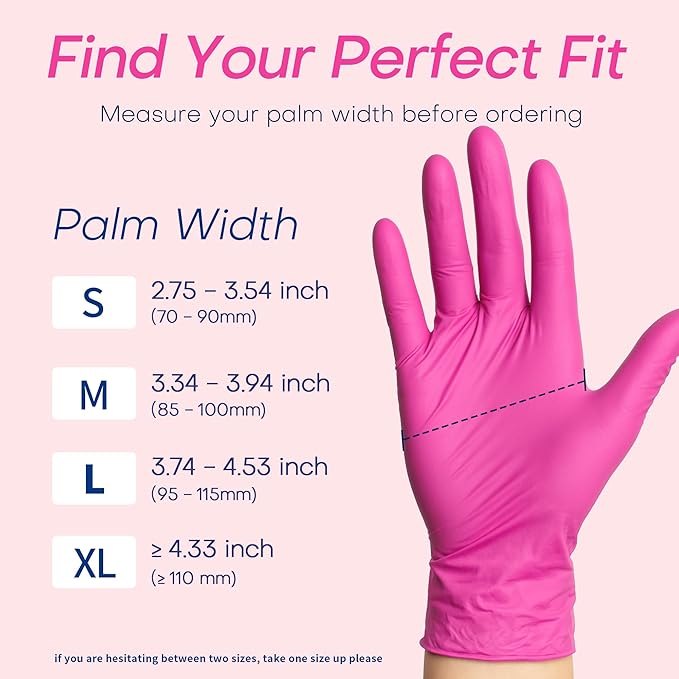 Supmedic Nitrile Exam Gloves, 4 Mil 100 Pcs Powder-Free Latex-Free Cooking Food-Safe Disposable Medical Gloves, Rose Orchid
