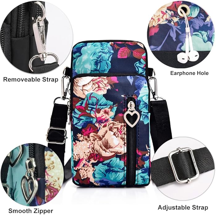 JANKS Small Crossbody Bag for Women - Mini Phone Purses with Crossbody Strap and Wallet - Nylon Arm Bag