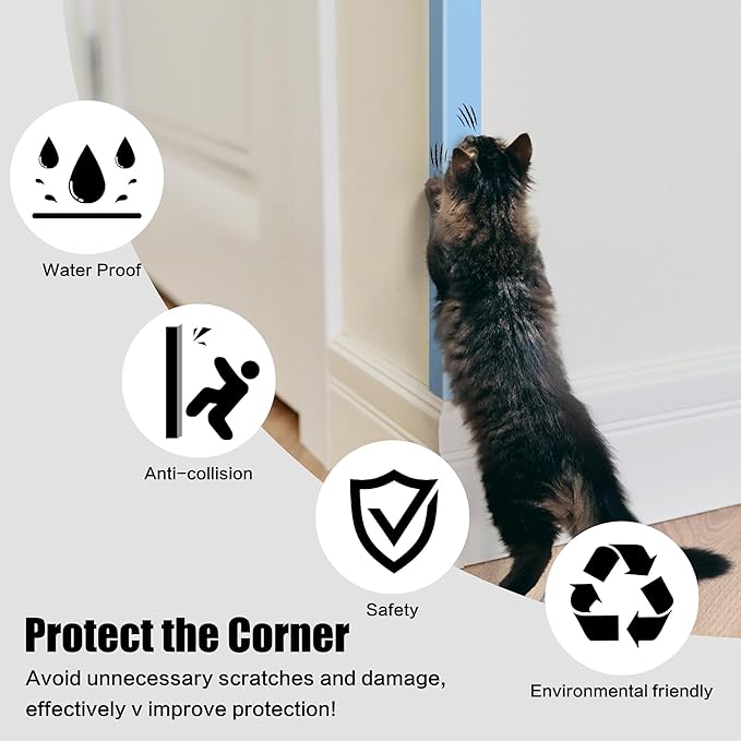 Frychee Wall Corner Protector, Walls Edge Protector, Self-Adhesive Wall Corner Guards, PVC Double-Sided Edge Protector, Furniture Stairs Guard (Blue 2PCS 100cm/39.37in)