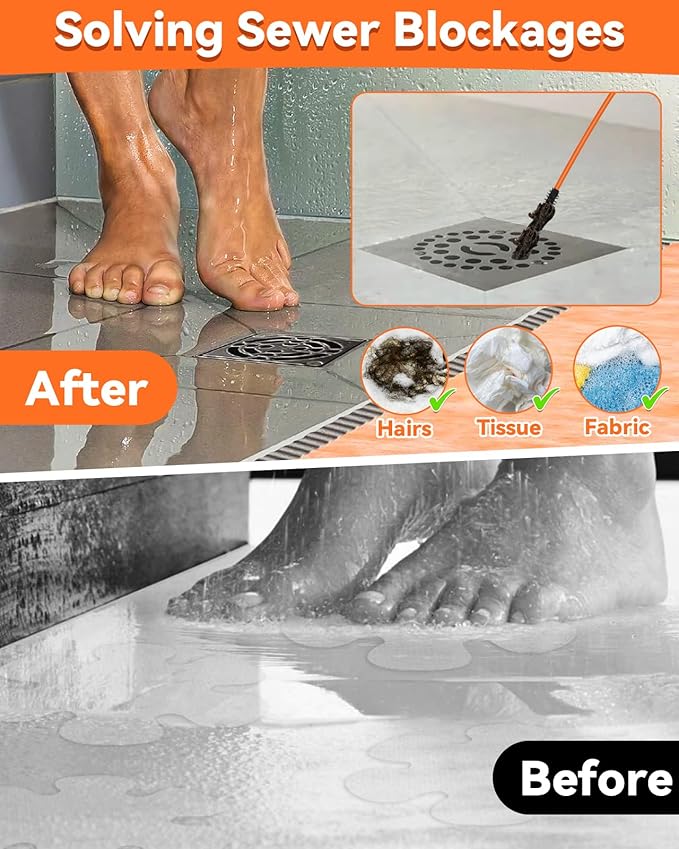 32 Inch Drain Snake, Anti-Break Metal Hair Removal Tool with Nylon Coating Sink Snake, Drain Cleaner Hair Catcher Remover for Shower, Bathroom Sink Tub(6 Pack)