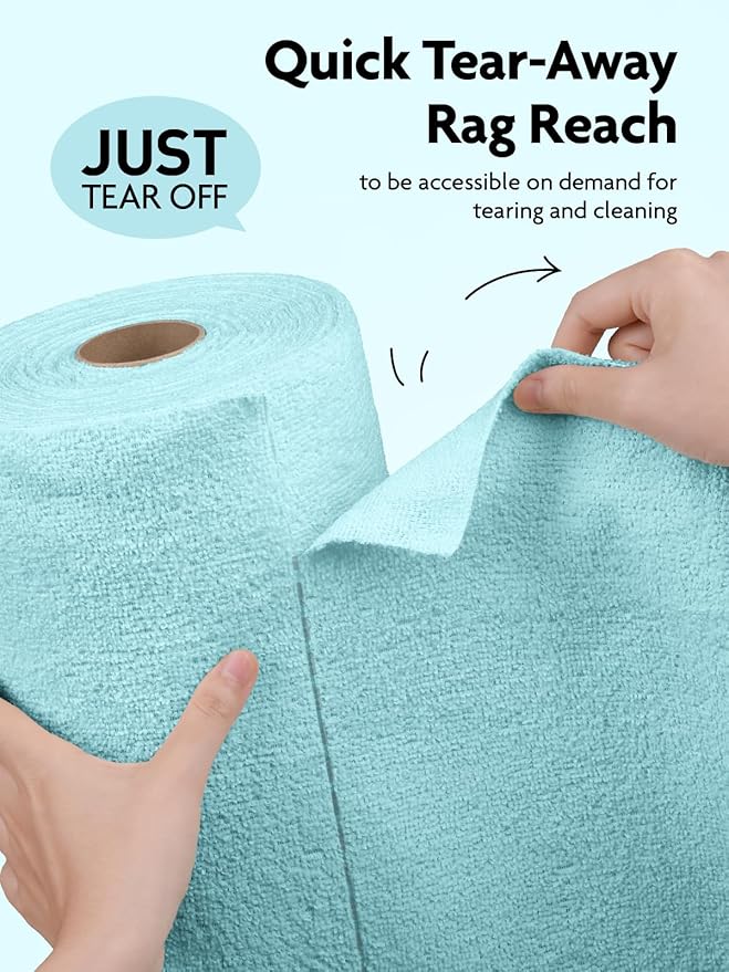 Fantasticlean Microfiber Cleaning Cloth Roll - 75 Pack, Tear-Away Microfiber Towels, 12" x 12", Reusable, Washable, Scratch-Free, Ultra-Absorbent Dishcloth for All-Around Cleaning Supplies (Blue)