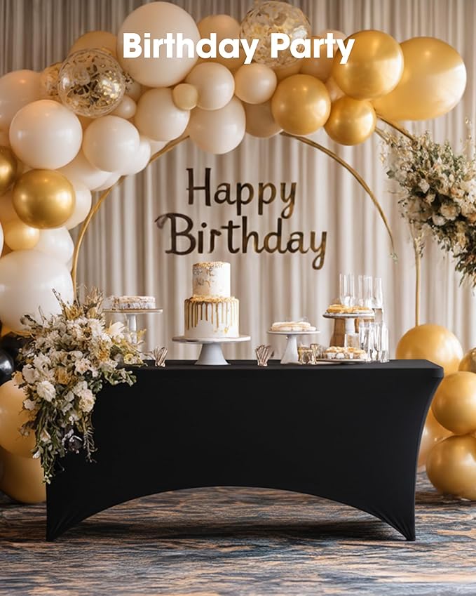 Pureegg Spandex Tablecloth 6ft - 6 Pack, Fitted and Tight Cloth for Rectangle Table, Wrinkle-Free and Stretch Table Cover for Party, Wedding, Banquet and Birthday, Black