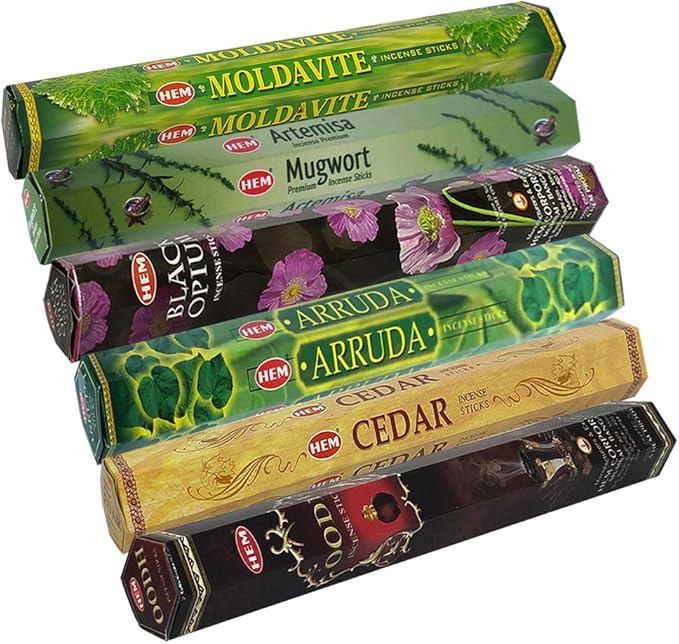 Hem Incense Sticks Variety Pack #27 and Incense Stick Holder Bundle with 6 Leafy Fragrances