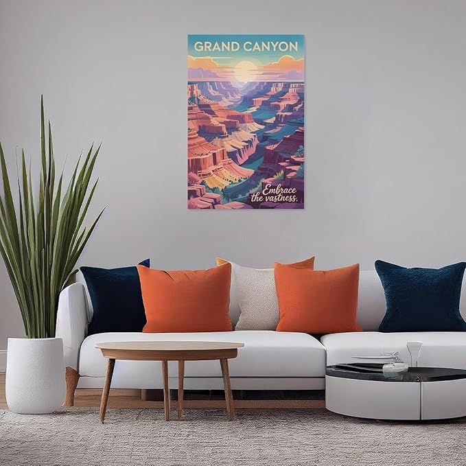 Motivational Canvas Grand Canyon Inspirational Poster Embrace The Vastness for Meditation Living Room Creative Studio Décor Canvas Poster Unframe-style 08x12inch(20x30cm)