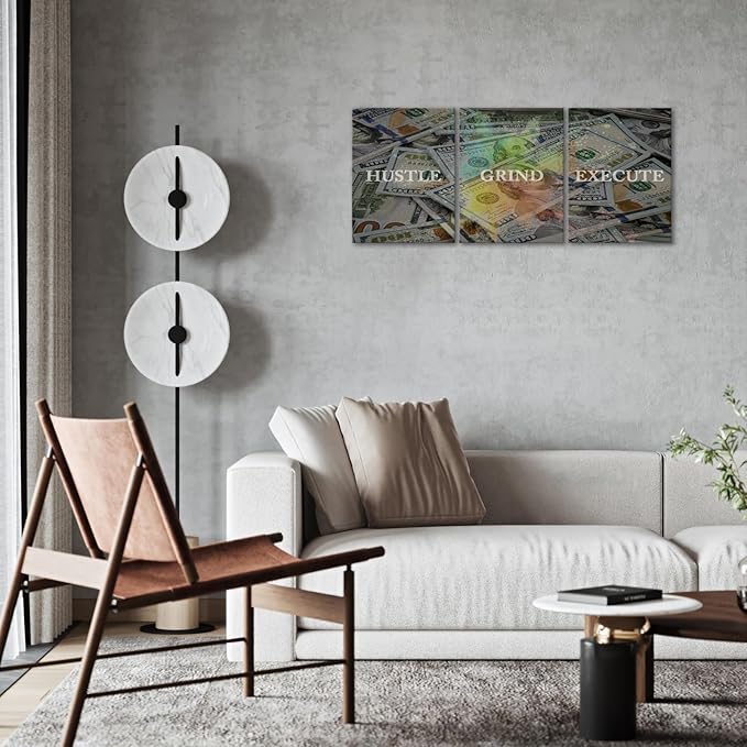 KAWAHONE Motivational Canvas Wall Art Hustle Grind Execute Wall Art Inspirational Posters Entrepreneur Quotes Prints Wall Decor Inspiring Success Decor For Office Bedroom Living Room