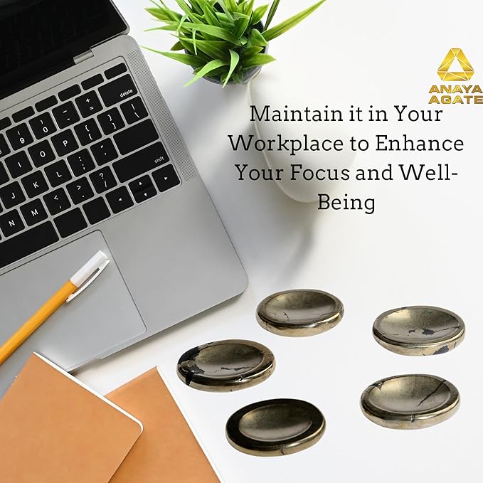 Natural Pyrite Worry Stones – Crystal Thumb Worry Stone for Anxiety, Stress – Relaxing and Soothing Balance Stones for Meditation, Stress Relief – Healing Stones and Crystals for Men and Women