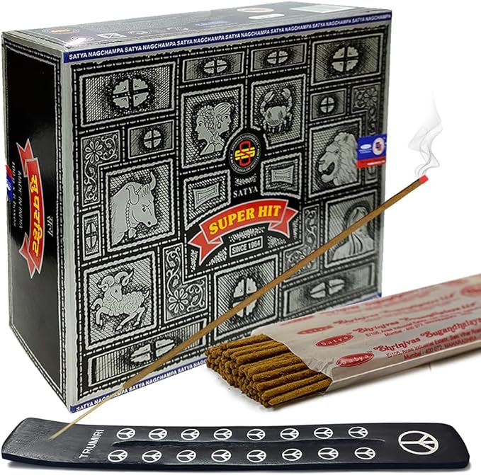 Super Hit Incense Sticks 100g and Holder Bundle - Pack of 6 (Approx 600 Sticks)