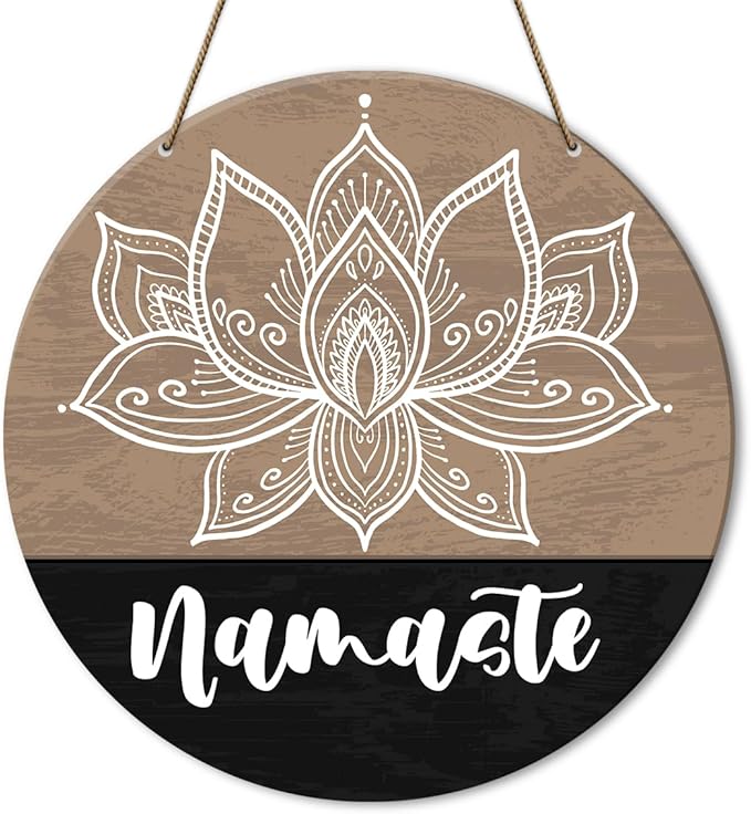 Meditation Room Decor Sign, Namaste Sign, Yoga Studio Wall Decoration Home Gym Spiritual Room Zen Den Hanging Decor Sign, Gifts for Yoga Instructor Lover
