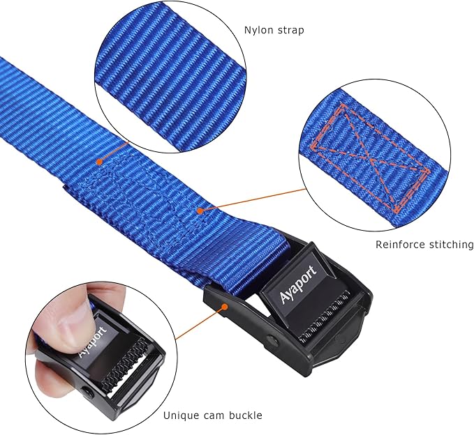 Ayaport Lashing Straps with Buckles Adjustable Cam Buckle Tie Down Cinch Strap for Packing
