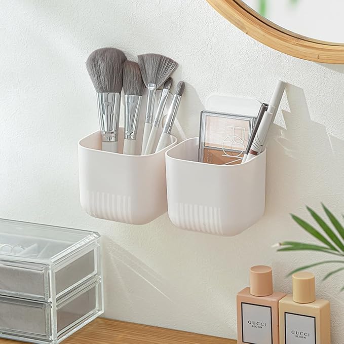 MORNITE Fridge Magnetic Cup Storage Rack, Magnetic Locker Organizer for Pen, Holder for Laundry, Board, Desks, Dresser, White