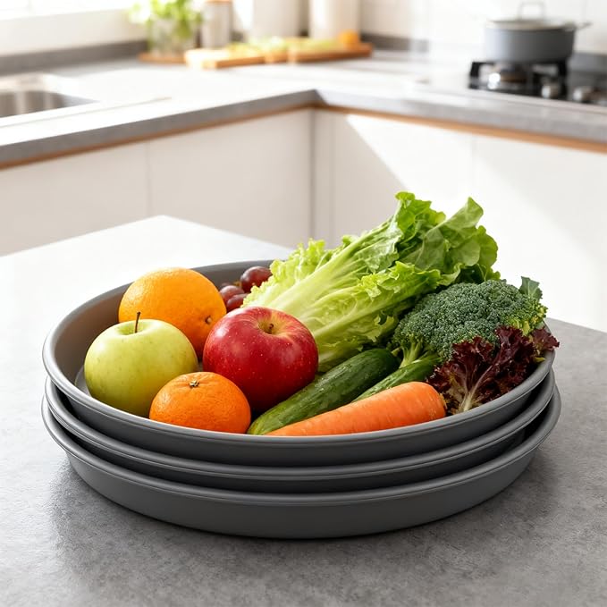 TITE Plant Saucer Heavy Large Planter Durable Thicker Plastic Plant Trays for Indoors and Outdoor,Plant Saucer Drip Trays (Grey, 16 inch)