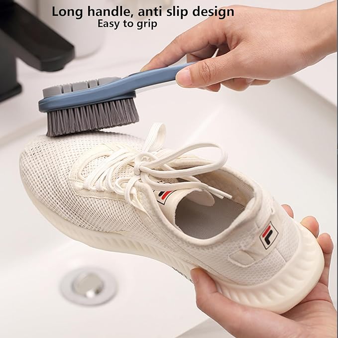2 Pack Laundry Stain Brush Multi Cleaning Brush Double-Sided Soft Bristle Cleaning Brush Long Handle Laundry Brush for Stain Removal Shoes Clothes Scrub Brush Silicone Soft Brush, Sole Cleaning
