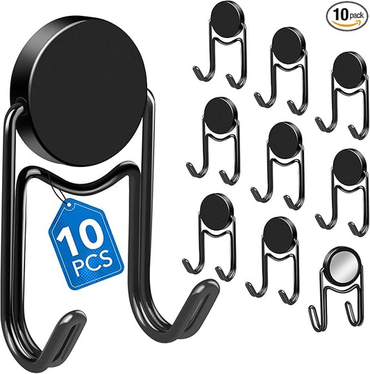 LOVIMAG Magnetic Hooks, 50lbs+ 2026 Cruise Cabin Ship Essentials Magnet Hook Heavy Duty Strong Magnets Refrigerator Fridge Hanging for Classroom Beach Vacation Kitchen Home Must Haves 10 Pcs (Black)