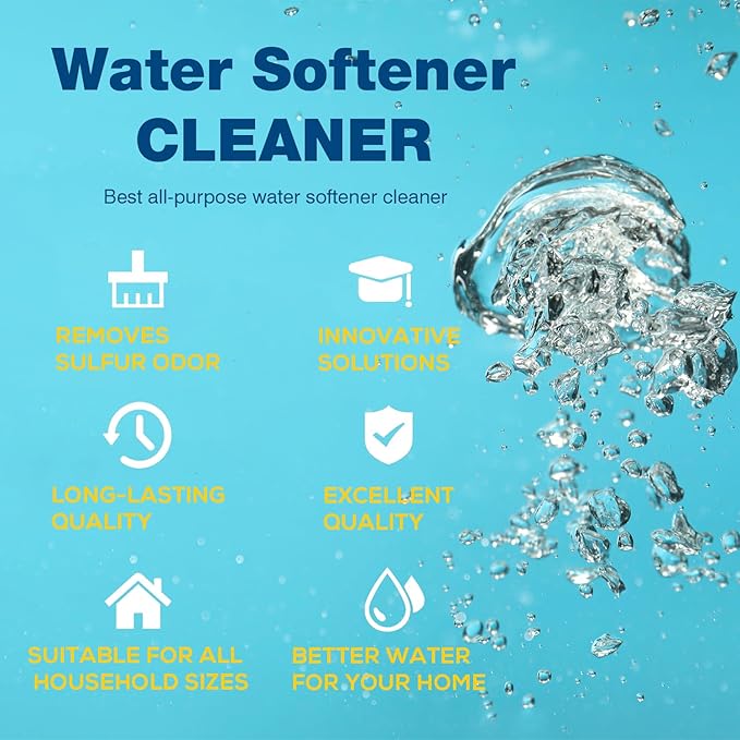 4-Pack Liquid Water Softener Cleaner, Water Softener Cleaner Solution Universal Cleanser for Hardwater Systems, 4 Ounce Bottle