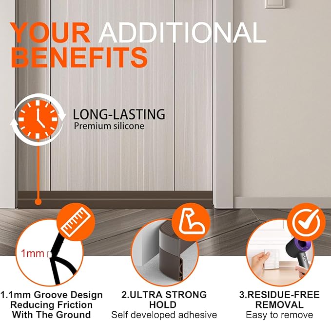 Door Draft Stopper for Bottom of Door, Adjustable Weather Stripping Door Seal for Cold Insulation, Under Door Sweep for Exterior & Interior Doors, Door Bottom Seal Blocker Noise (39inch,Brown)