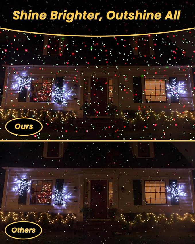 Christmas Projector Lights Outdoor with Remote Control, Red and Green Galaxy Laser Light with IP65 Waterproof, Home Decor for Wedding Garden Yard Holiday Party