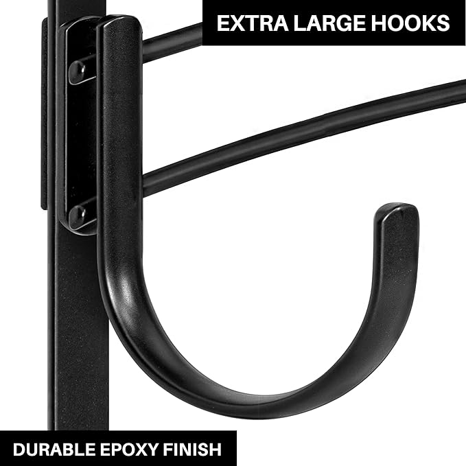 LYNK Professional® Home™ Over Door Hooks Rack - 14 Hook Over Door Hanger - Over Door Towel Rack - Hanging Towels or Clothes - Bathroom, Bedroom or Laundry Room - Lifetime Ltd. Warranty - Black