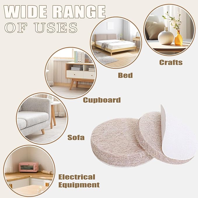 Yelanon Felt Furniture Pads for Hardwood Floors -24 Pcs 2.5" Premium Felt Pads for Chair Legs, Floor Protectors for Furniture, Beige