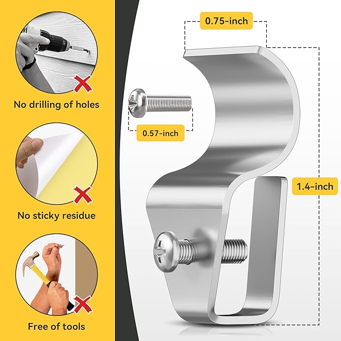 Cozcty Vinyl Siding Clips, 16 Pack Stainless Steel No Hole Outdoor Siding Hooks, Heavy Duty Loose Siding Fasteners Vinyl with Screws, Soffit Clips for Hanging Garlands, Wreaths, Home Decorations