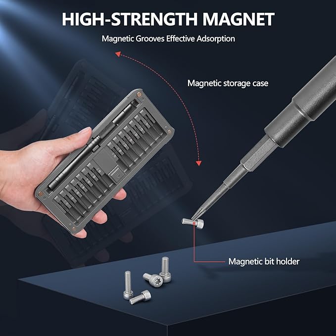 30-in-1 Premium Precision Magnetic Screwdriver Set, Professional Mini Repair Kit for Electronics, Computer, Laptop, PC Building, Phone, Watch & Eyeglass – Alloy Tool Steel Micro Bits