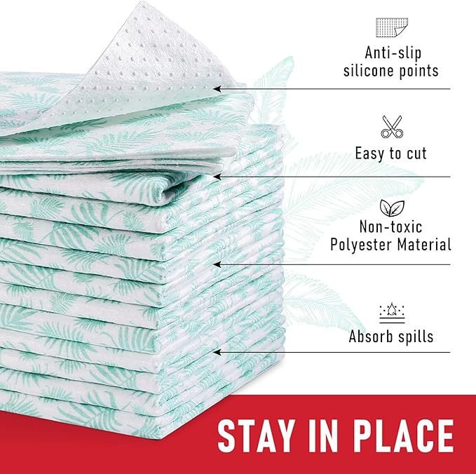 Cooyes Absorbent Refrigerator Liners, Non Slip Fridge Bin Liners and Mats Washable, Refrigerator Shelf Liner for Glass Shelves and Kitchen Cabinet Drawer, 12 Pack, 12" × 24"