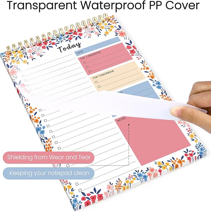 To Do List Notepad - To Do List Notebook for Work with 52 Sheets, Undated Daily Planner Perfect for Enhanced Productivity and Goal Achievement - Pink & Blue
