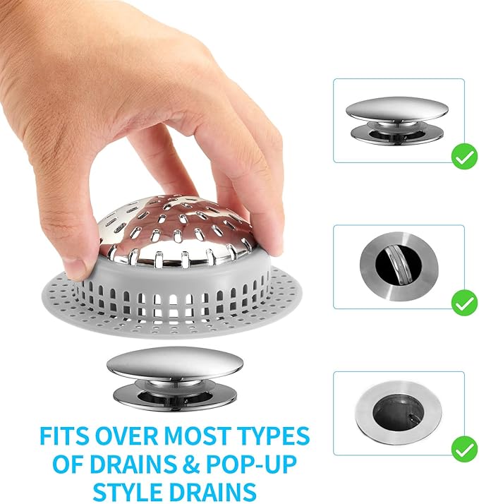 Aluvor Shower Drain Hair Catcher, Shower Drain Cover, Bathtub Drain Hair Catcher for Pop-Up & Regular Drains