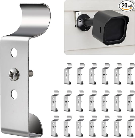 Cozcty Siding Hooks, 20 Pack Upgrade Outdoor Hooks with Screw Hold Up to 20lbs, Easy Install Soffit Hanger, No Hole Stainless Steel Vinyl Siding Clips for Hanging Solar Lights, Home Decor, Wreaths