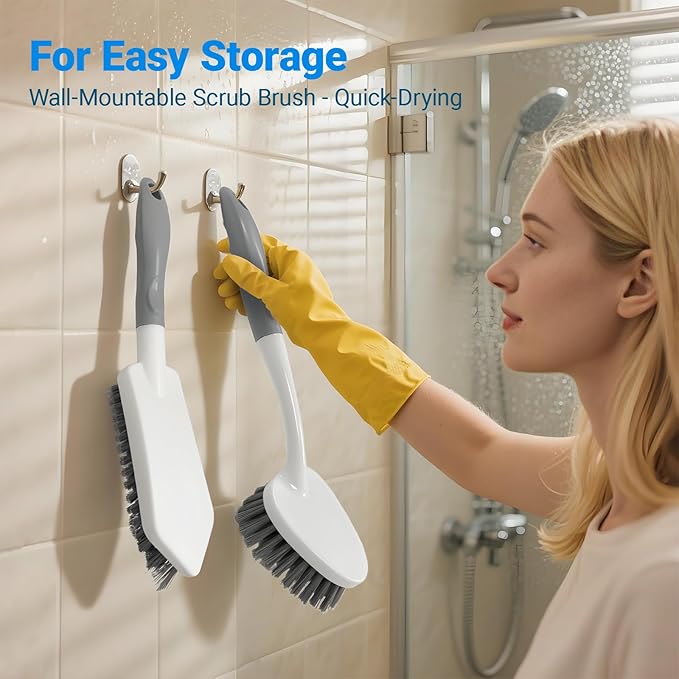 SSINBOANGI 2 Pack Heavy Duty Scrub Brush Set with Hard Bristle, Cleaning Brush Designed for Bathroom, Shower, Bathtub, Tub, Carpet, Floor, Grout, Tile